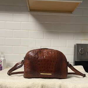 Brahmin Brown Crocodile-Embossed Crossbody Bag